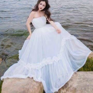 Đầm maxi cup ngực trắng #MX4421