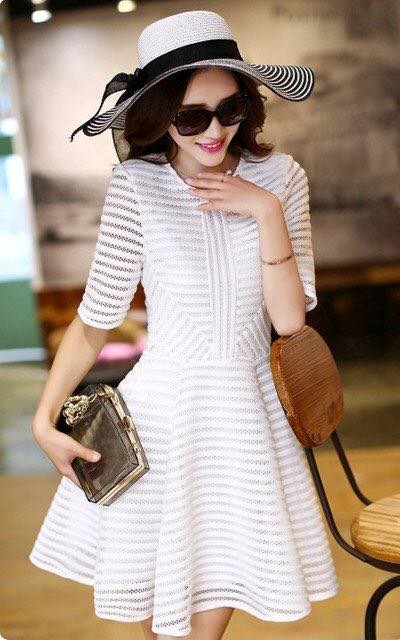 Đầm xòe ren trắng sang chảnh _ HA325