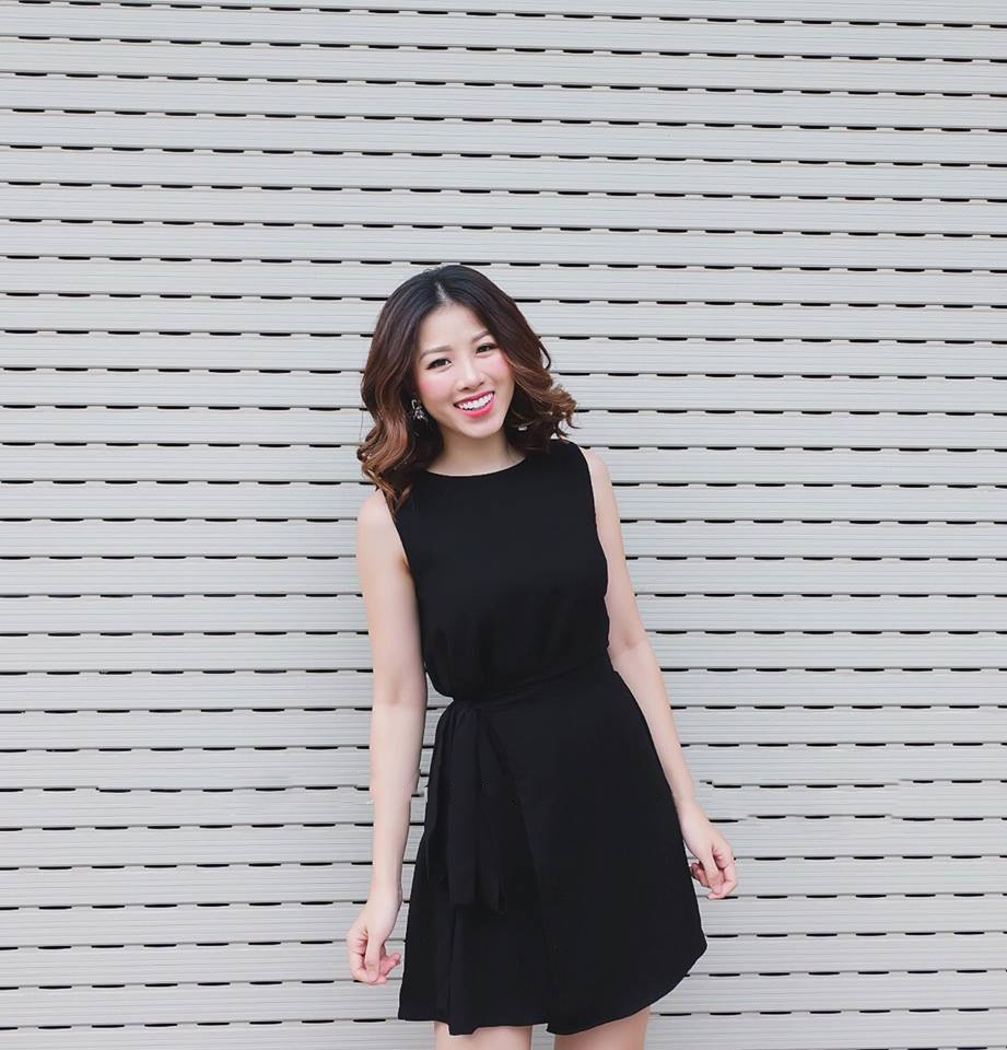 Đầm Suông Sát Nách Đắp Tà Thắt Nơ - ĐEN #D621DEN