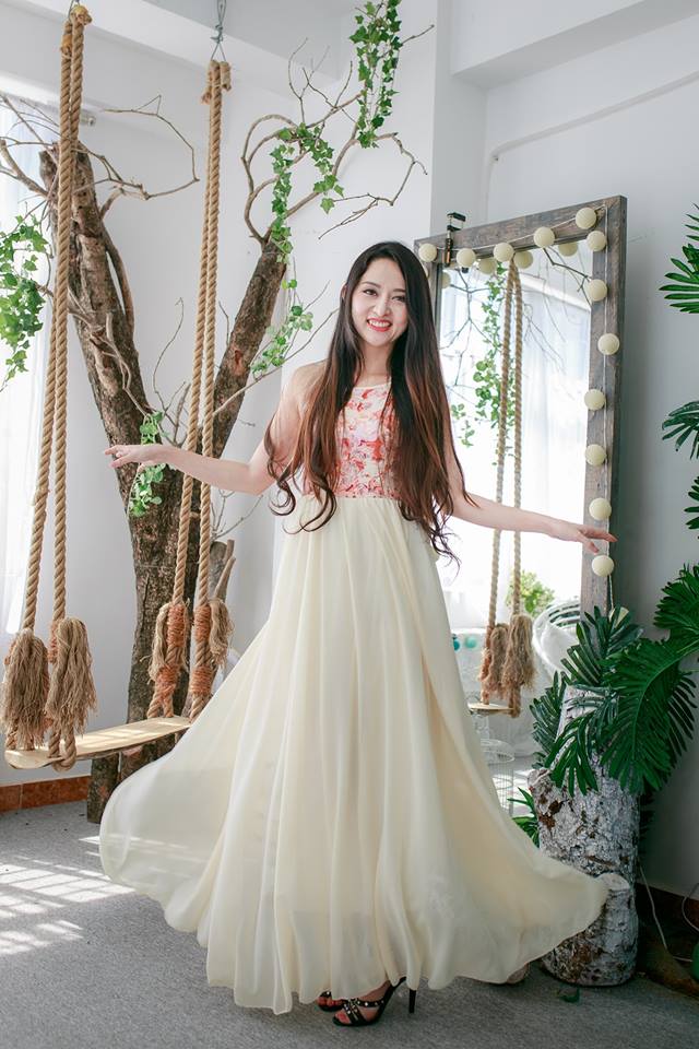 Đầm Maxi Yếm Gấm Phối Tùng Voan Sang Chảnh #MX4435