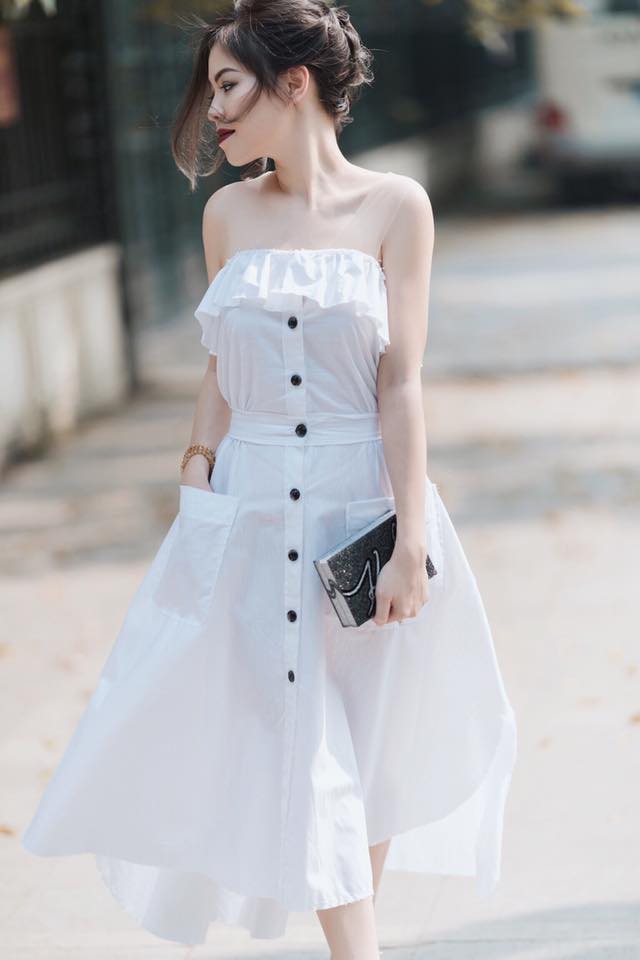 Đầm Bèo Vai Thiết Kế Vintage Kèm Belt #DV663