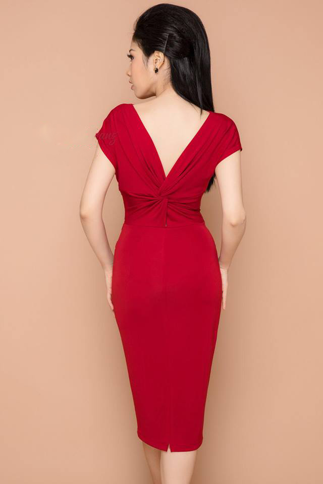 Đầm Body Xoắn Lưng Sang Trọng - Đỏ #BD894DO
