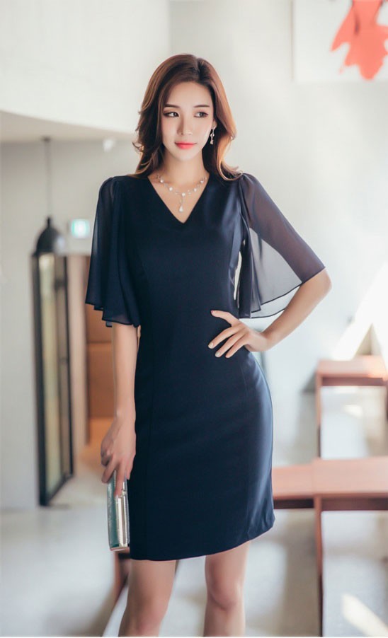 Đầm Công Sở Phối Tay Voan #BD862