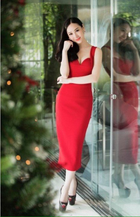 Đầm body đỏ sexy gợi cảm _ HA378