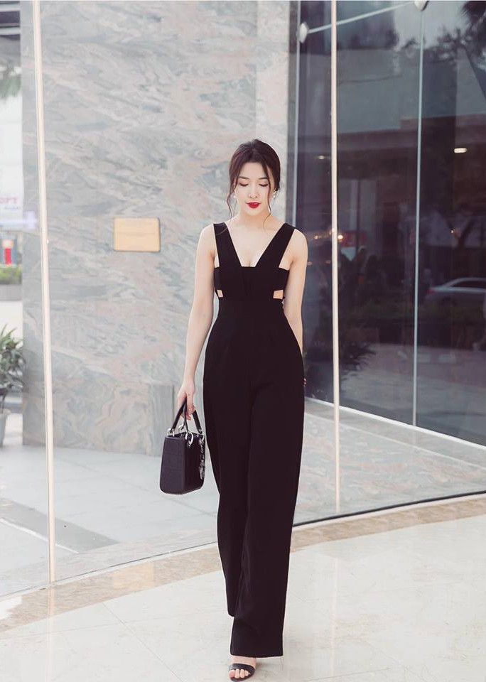Jumpsuit Dây Bảng To Quần Ống Suông - Đen _ HA037