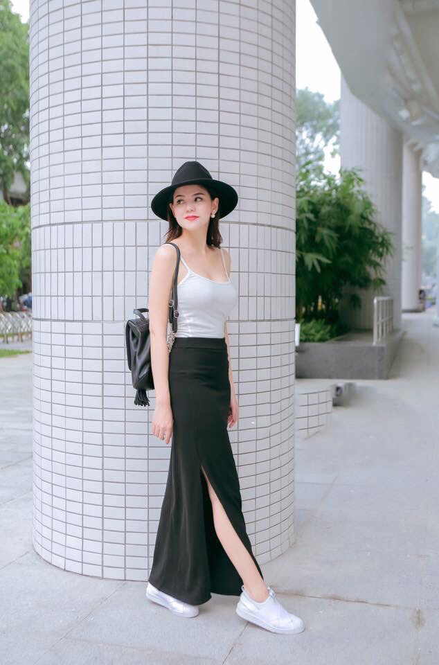 Set Áo Hai Dây Chân Váy Xẻ Một Bên - TRẮNG #S638T