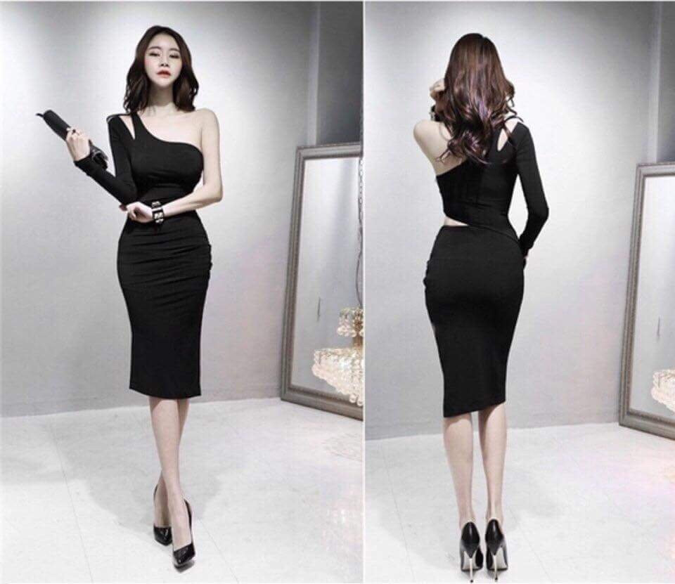 Đầm Body Lệch Vai Thiết Kế Hở Eo _ HA405