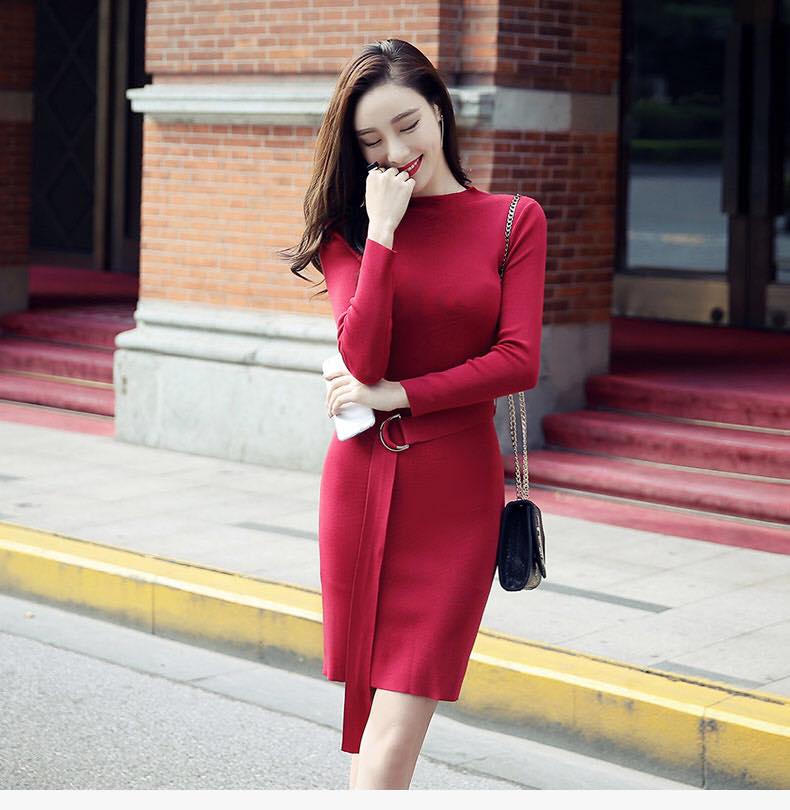 Đầm Công Sở Tay Dài Kèm Belt #BD916