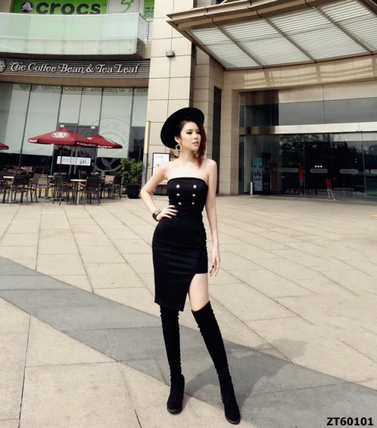 Đầm body cúp ngực kết nút sexy _ HA386
