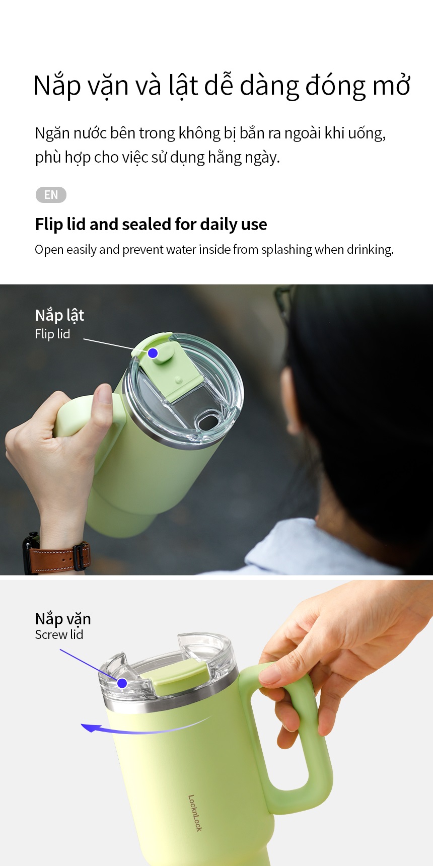 Ly giữ nhiệt LocknLock Balance Grip Tumbler LHC4397 inox 304 900ml