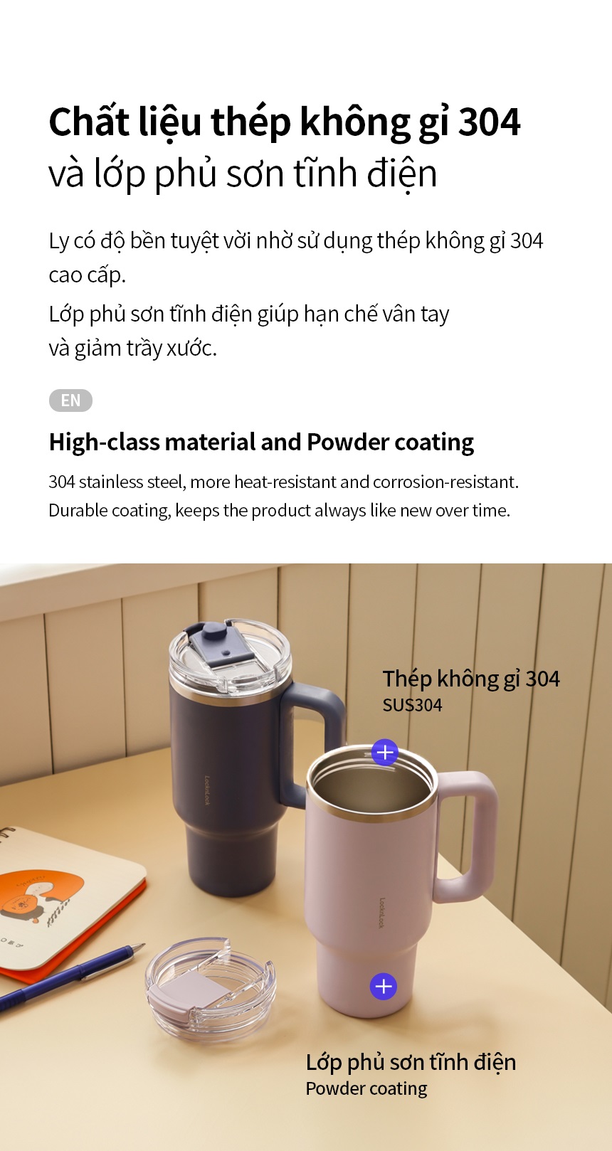 Ly giữ nhiệt LocknLock Balance Grip Tumbler LHC4397 inox 304 900ml