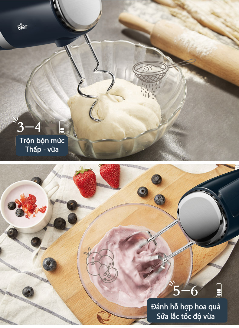 Máy đánh trứng, nhồi bột Bear DDQ-B02L1 10 cấp độ