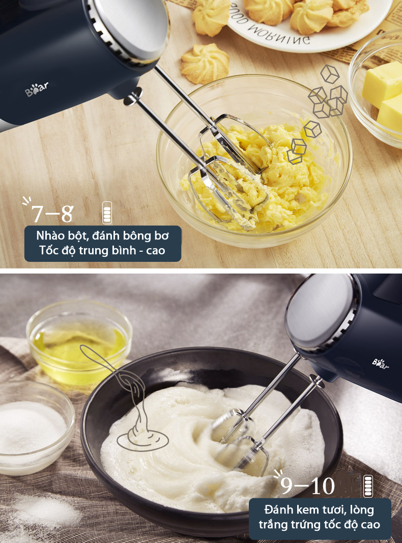 Máy đánh trứng, nhồi bột Bear DDQ-B02L1 10 cấp độ