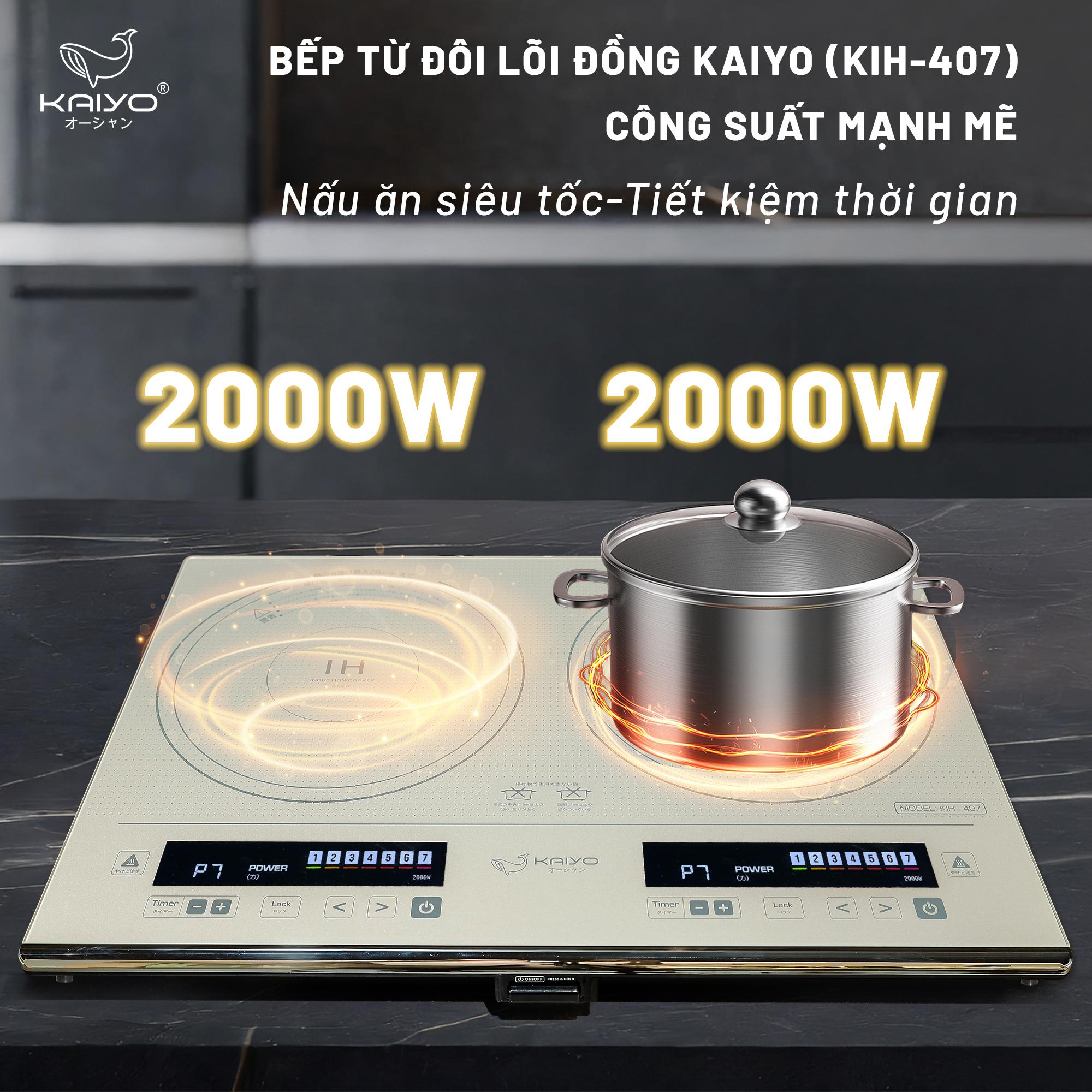 Bếp từ đôi lõi đồng 100% KAIYO công suất 3300w bảo hành chính hãng 2 năm KIH-407