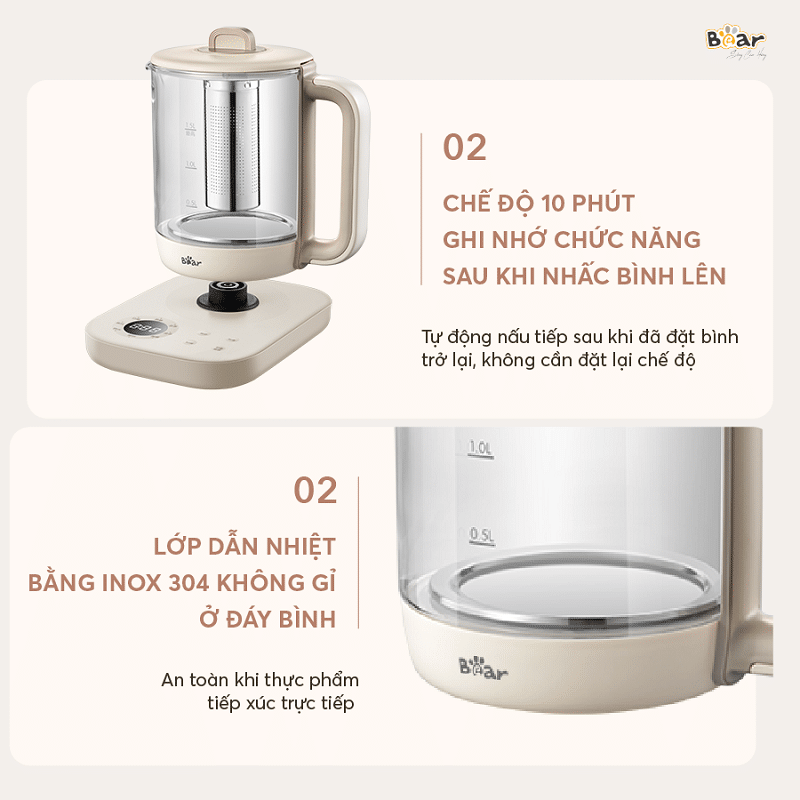 Bình Pha Trà Giữ Nhiệt Bear SB-PT15K