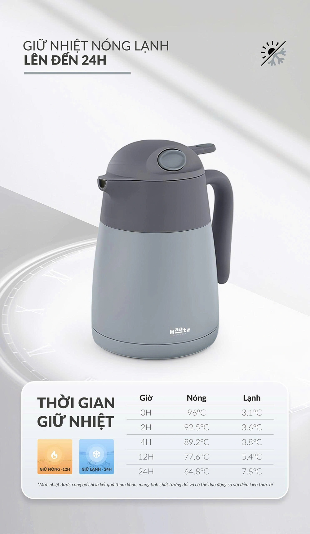 Bình ủ nhiệt pha trà Ongi Haatz inox cao cấp 316 có phin lọc dung tích 1500ml