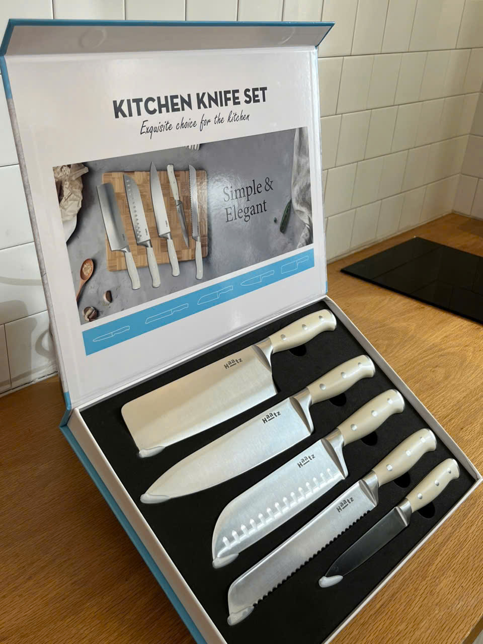 Bộ dao thép không gỉ 5Cr15MoV HAATZ 5 món CIM735 sắc bén