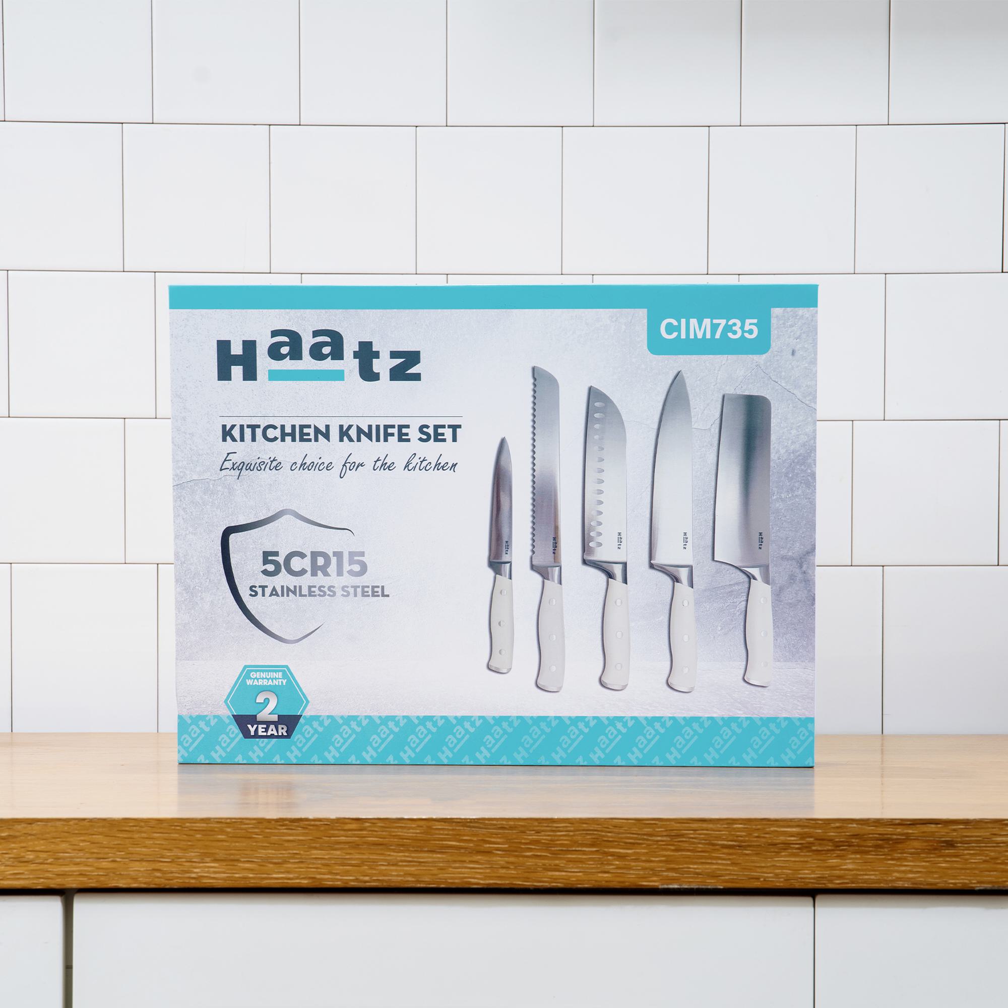 Bộ dao thép không gỉ 5Cr15MoV HAATZ 5 món CIM735 sắc bén