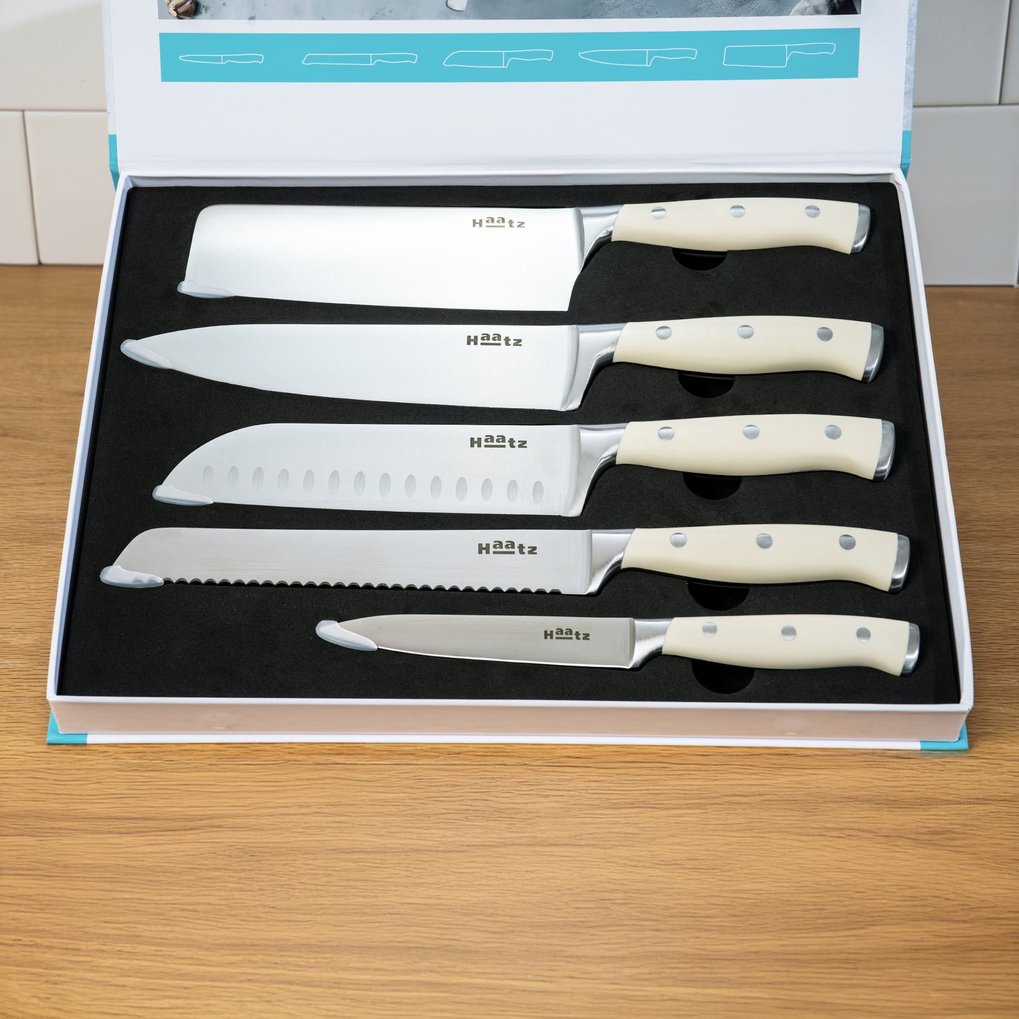 Bộ dao thép không gỉ 5Cr15MoV HAATZ 5 món CIM735 sắc bén