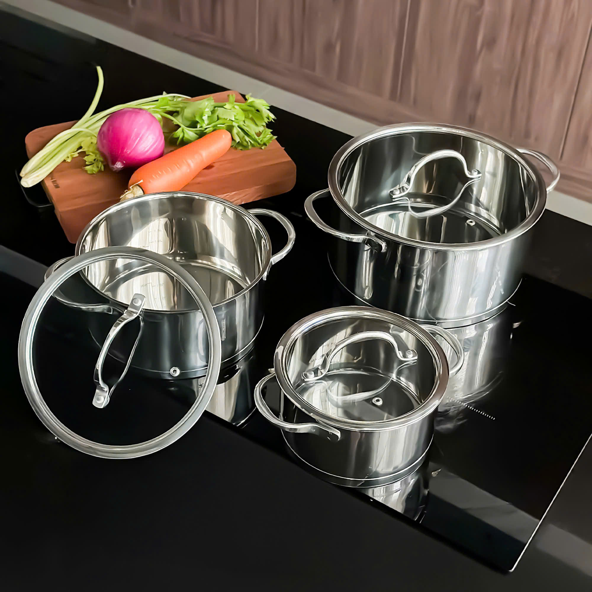 Bộ nồi Haatz inox 304 Jang Taste 16cm - 20cm - 24cm