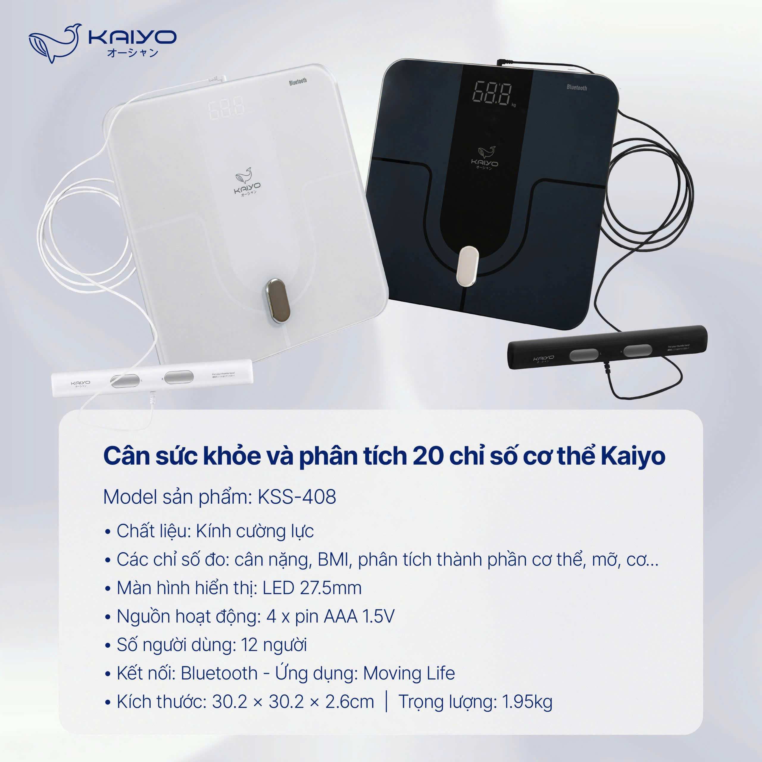 Cân sức khoẻ và phân tích 20 chỉ số cơ thể Kaiyo KSS-408