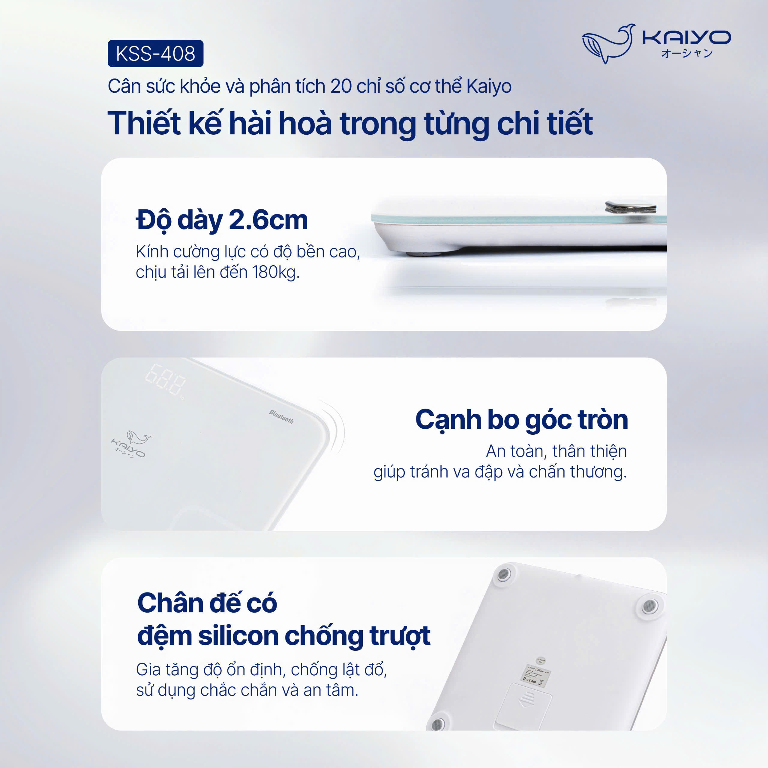 Cân sức khoẻ và phân tích 20 chỉ số cơ thể Kaiyo KSS-408