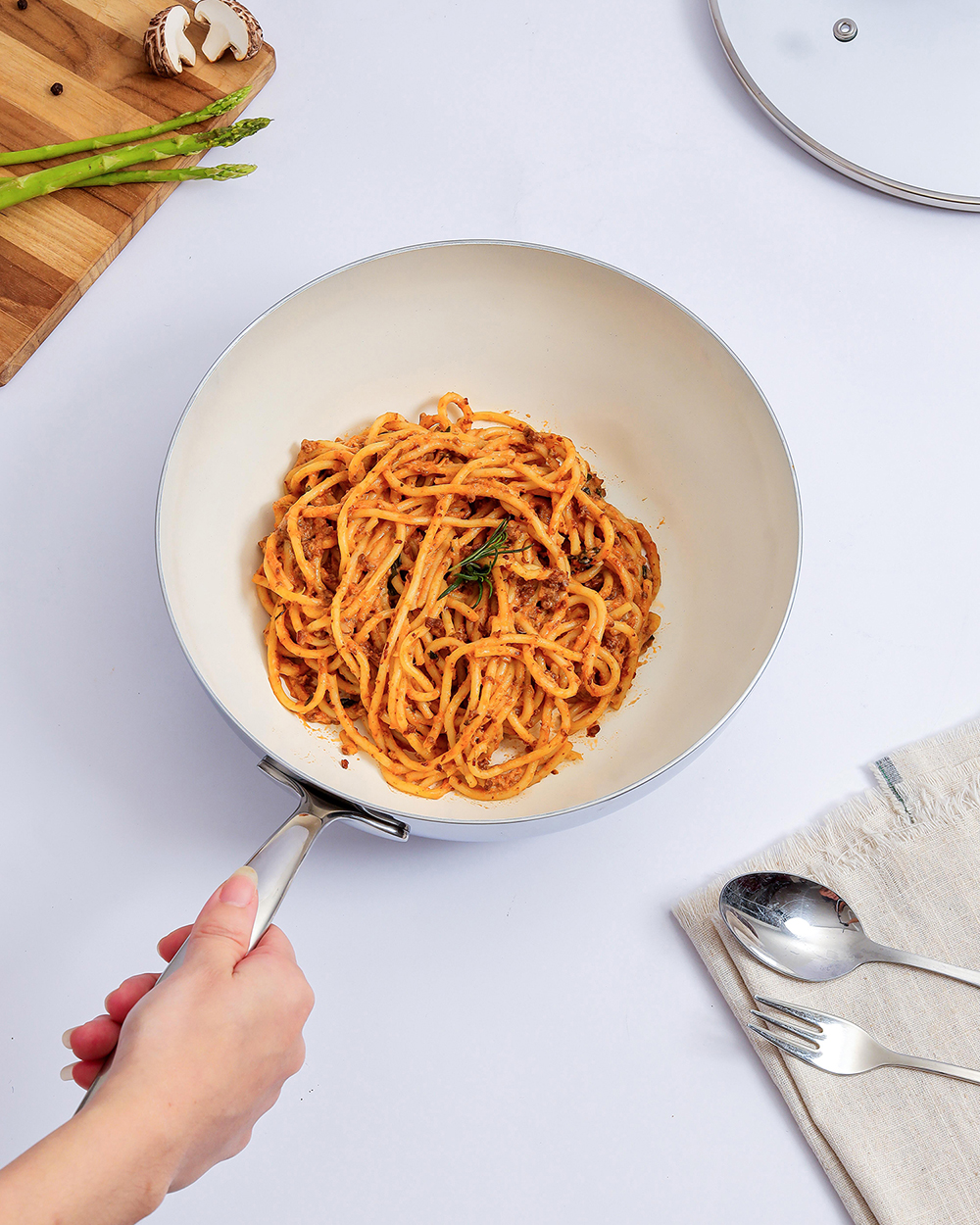 Chảo inox đúc nguyên khối thân đáy liền 5 lớp phủ chống dính ceramic Kaiyo