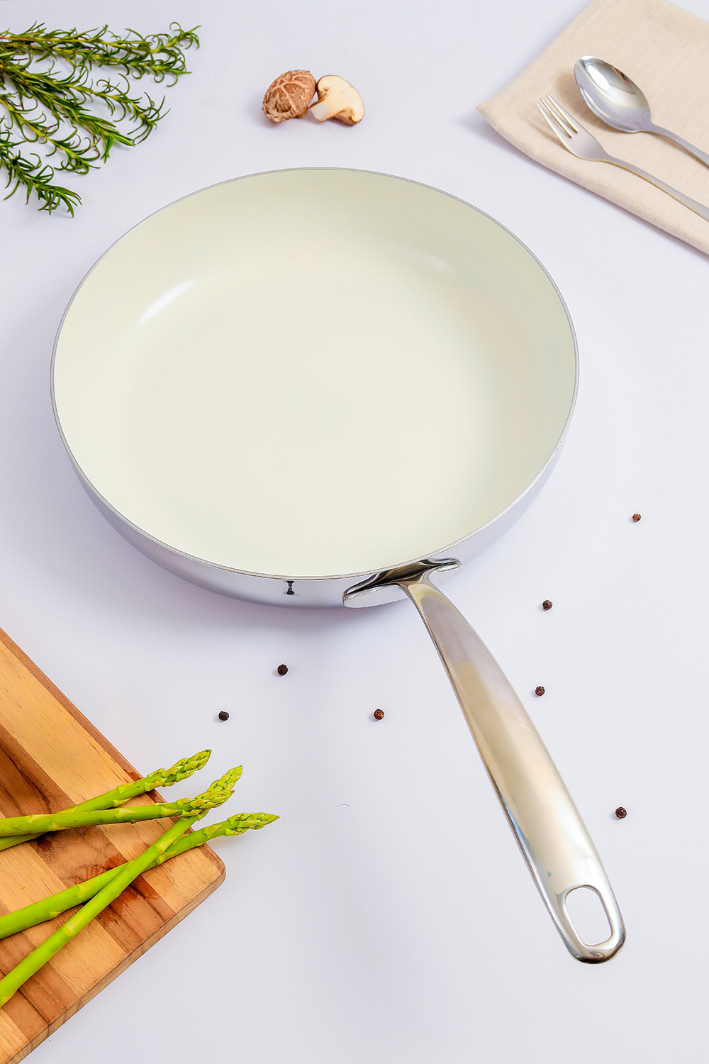 Chảo inox đúc nguyên khối thân đáy liền 5 lớp phủ chống dính ceramic Kaiyo