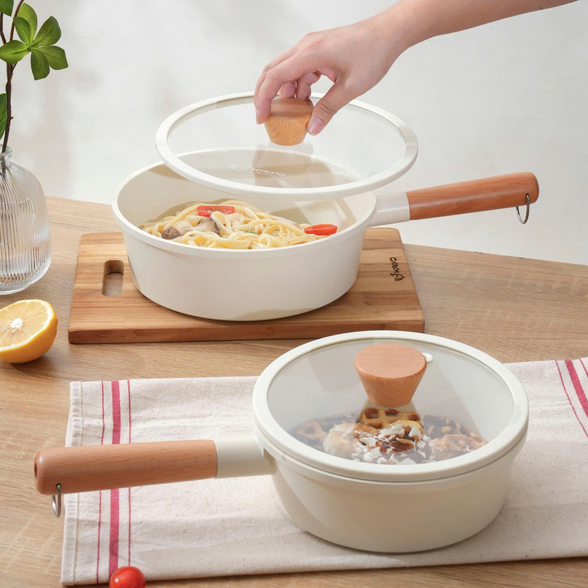 Chảo nhôm đúc nguyên khối thành cao Elegant Kaiyo 18-22-26cm