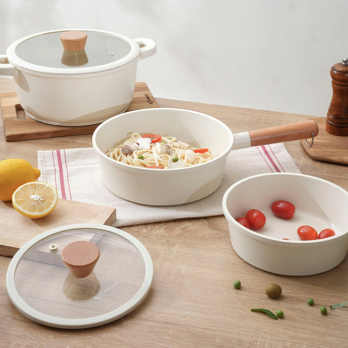 Chảo nhôm đúc nguyên khối thành cao Elegant Kaiyo 18-22-26cm