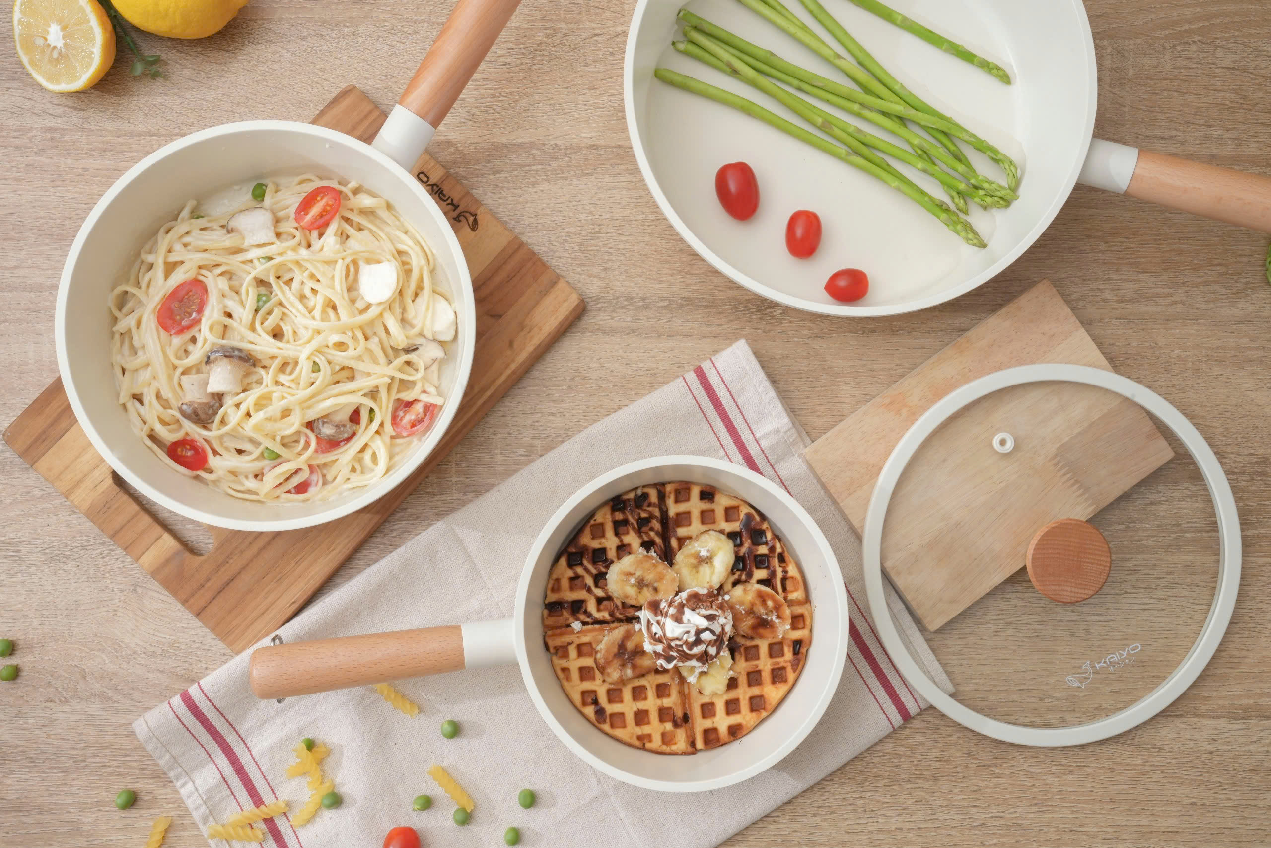 Chảo nhôm đúc nguyên khối thành cao Elegant Kaiyo 18-22-26cm