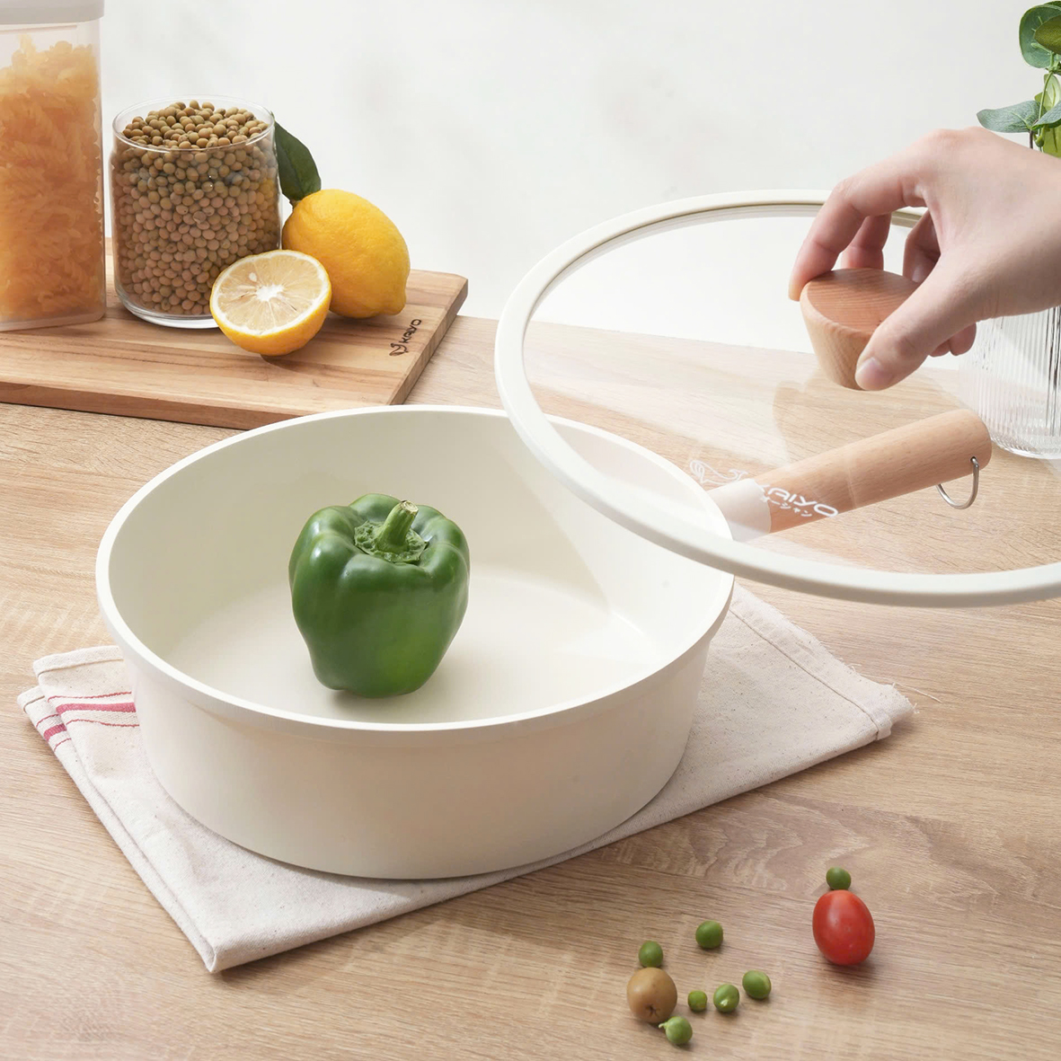 Chảo nhôm đúc nguyên khối thành cao Elegant Kaiyo 18-22-26cm