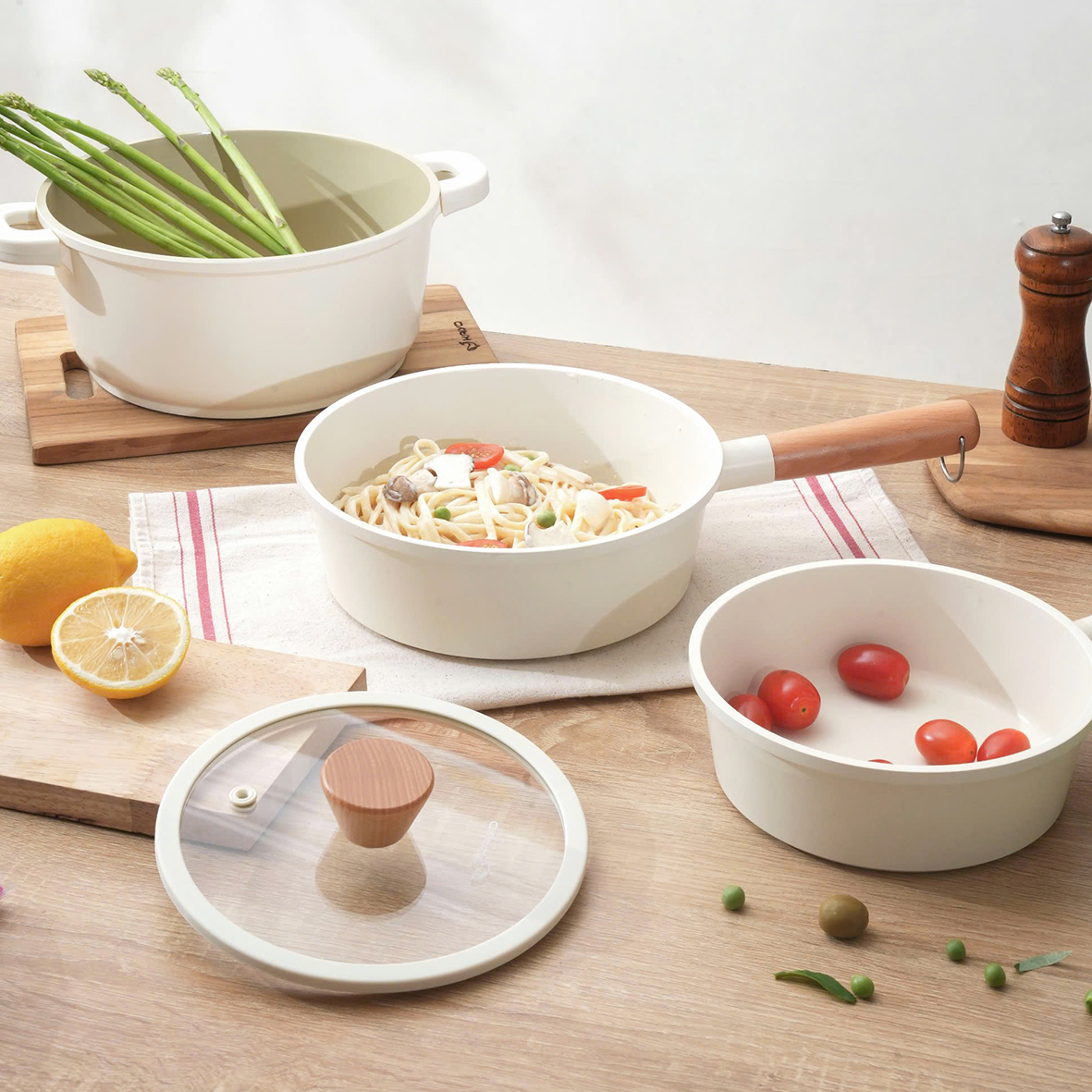 Chảo nhôm đúc nguyên khối thành cao Elegant Kaiyo 18-22-26cm