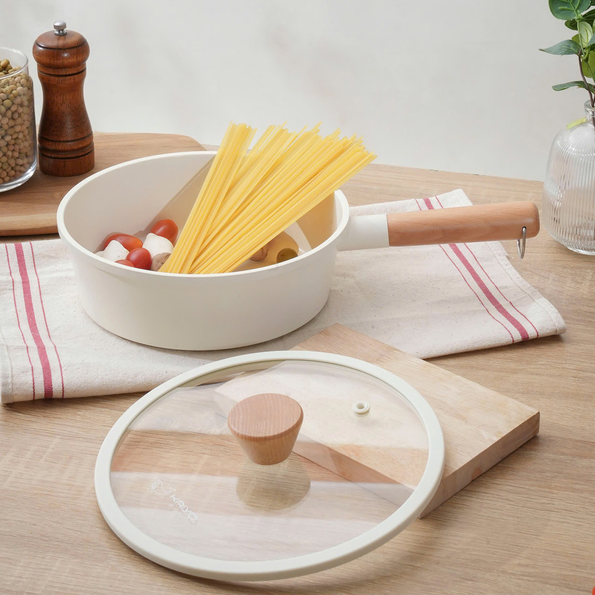 Chảo nhôm đúc nguyên khối thành cao Elegant Kaiyo 18-22-26cm