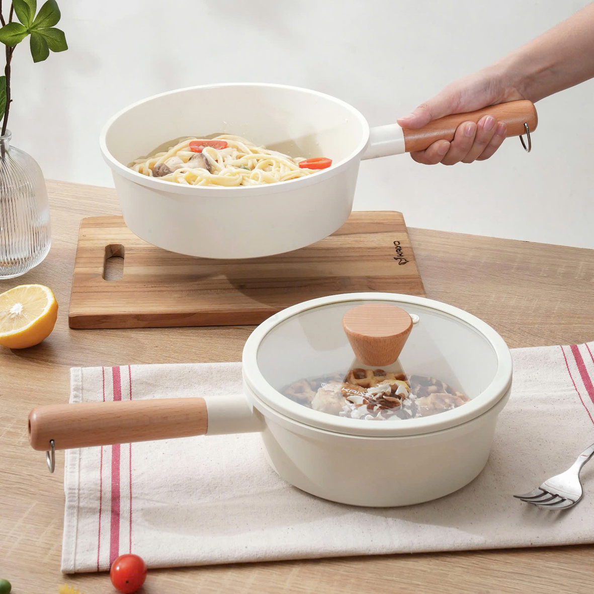 Chảo nhôm đúc nguyên khối thành cao Elegant Kaiyo 18-22-26cm