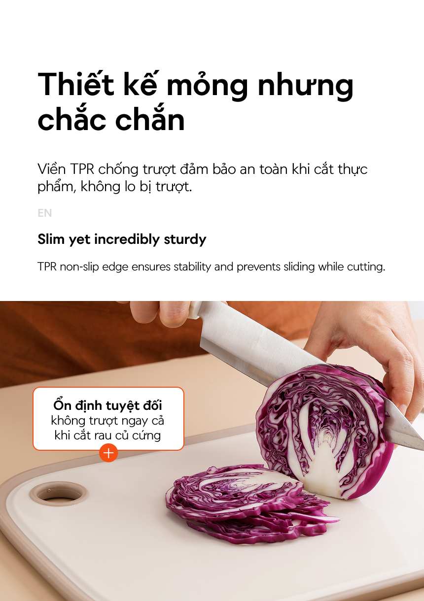 Thớt hai mặt LocknLock inox 304, nhựa PP kháng khuẩn CKD096IVY