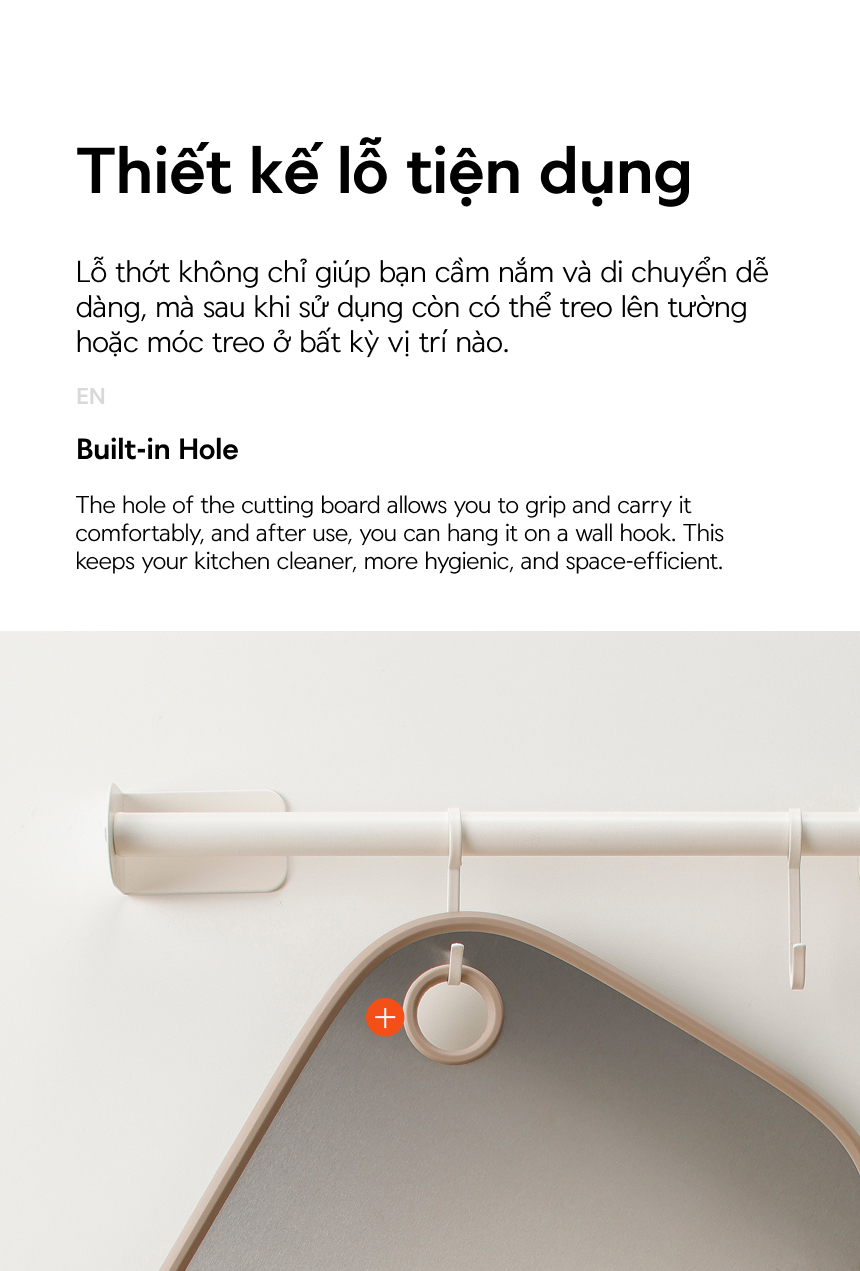 Thớt hai mặt LocknLock inox 304, nhựa PP kháng khuẩn CKD096IVY