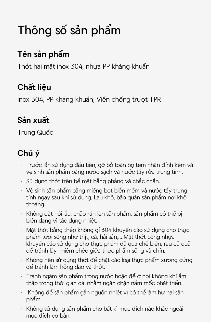 Thớt hai mặt LocknLock inox 304, nhựa PP kháng khuẩn CKD096IVY