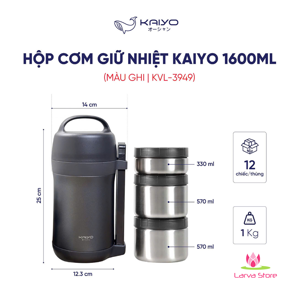 bo hop com giu nhiet Kaiyo 1600ml