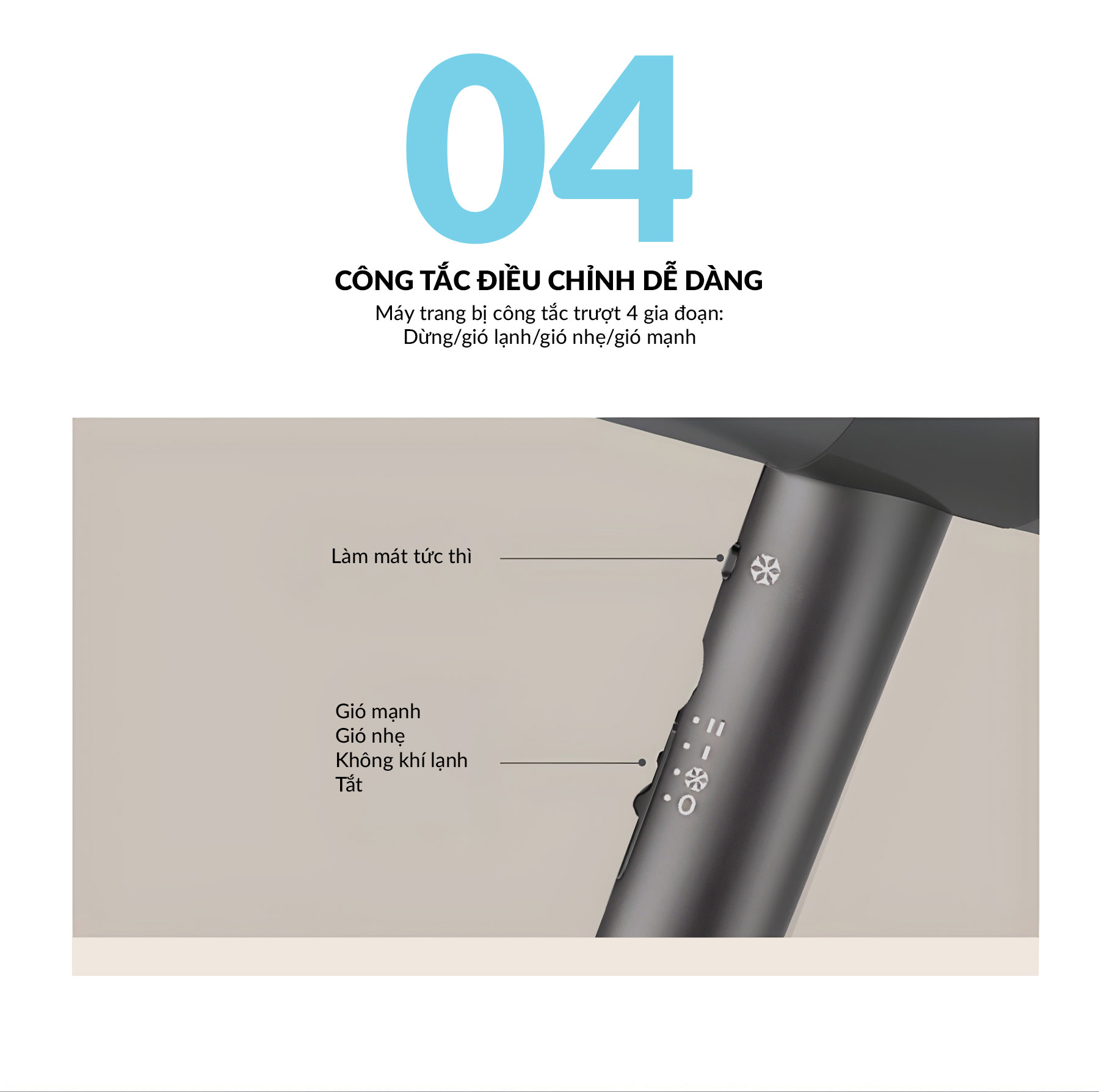 Máy Sấy Tóc HAATZ CIM908 Sấy Tóc 2 Chiều Nóng Lạnh