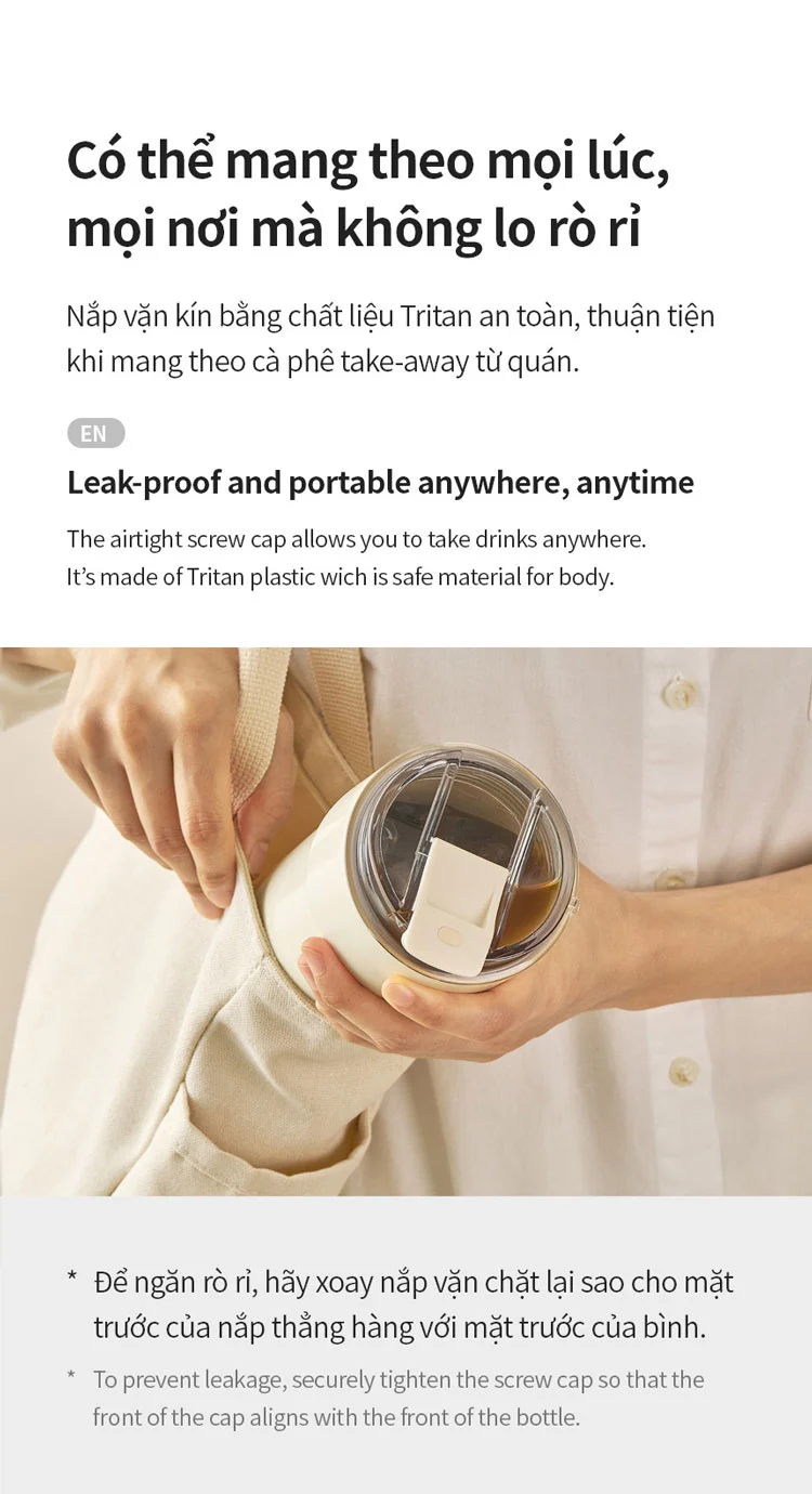 Bình giữ nhiệt LocknLock Metro Cafe LHC4359 - 650ml | LHC4357 - 500ml lòng phủ sứ giữ nguyên hương vị đồ uống