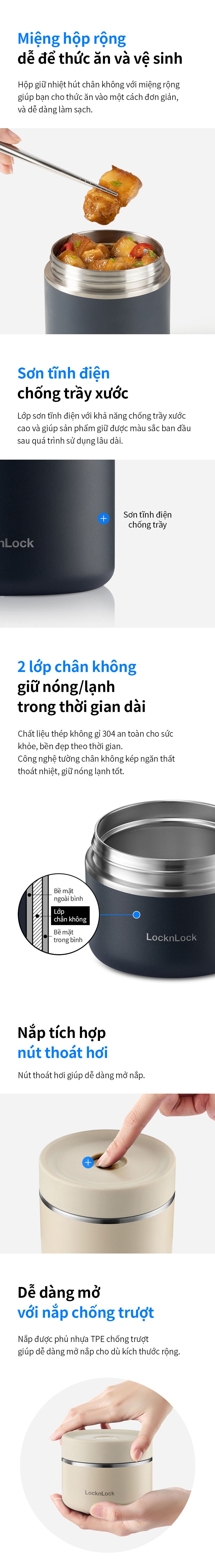 Bộ hộp cơm giữ nhiệt LocknLock LHC8052S02B