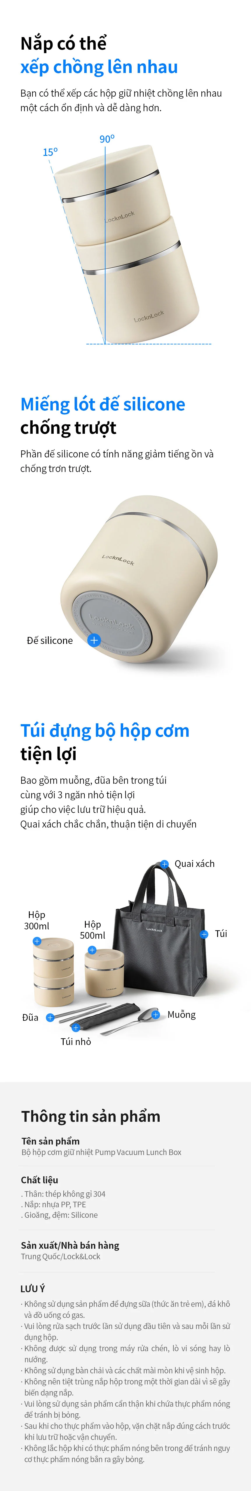 Bộ hộp cơm giữ nhiệt LocknLock LHC8052S02B