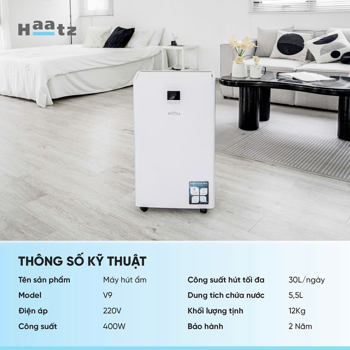 Máy hút ẩm Haatz V9 - Công suất hút 30L/ngày