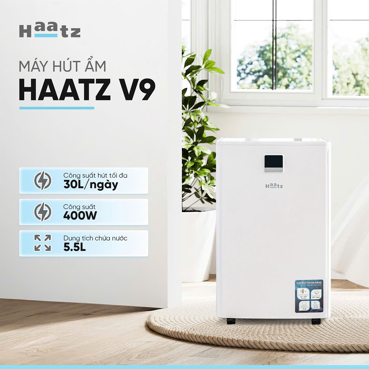 Máy hút ẩm Haatz V9 - Công suất hút 30L/ngày