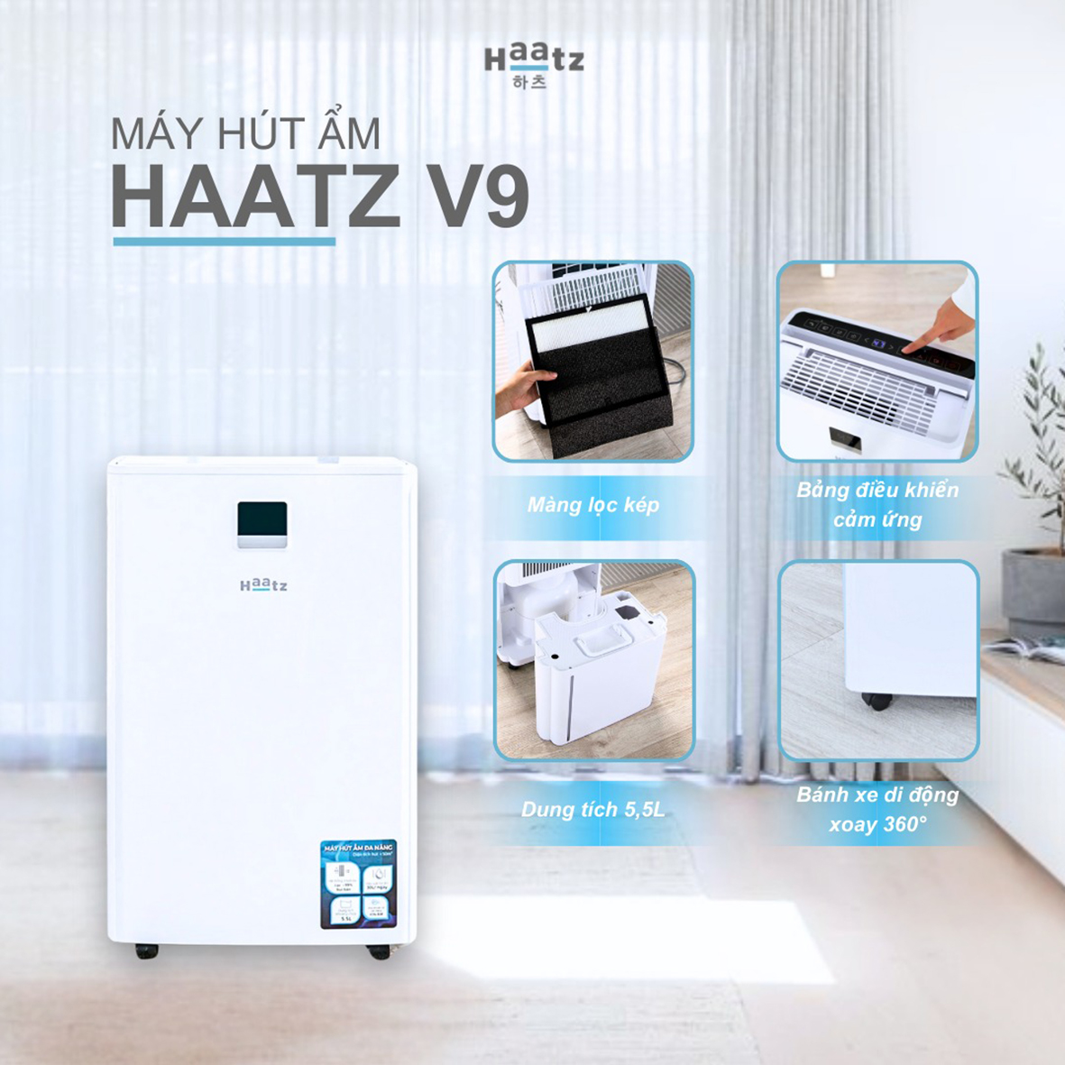 Máy hút ẩm Haatz V9 - Công suất hút 30L/ngày