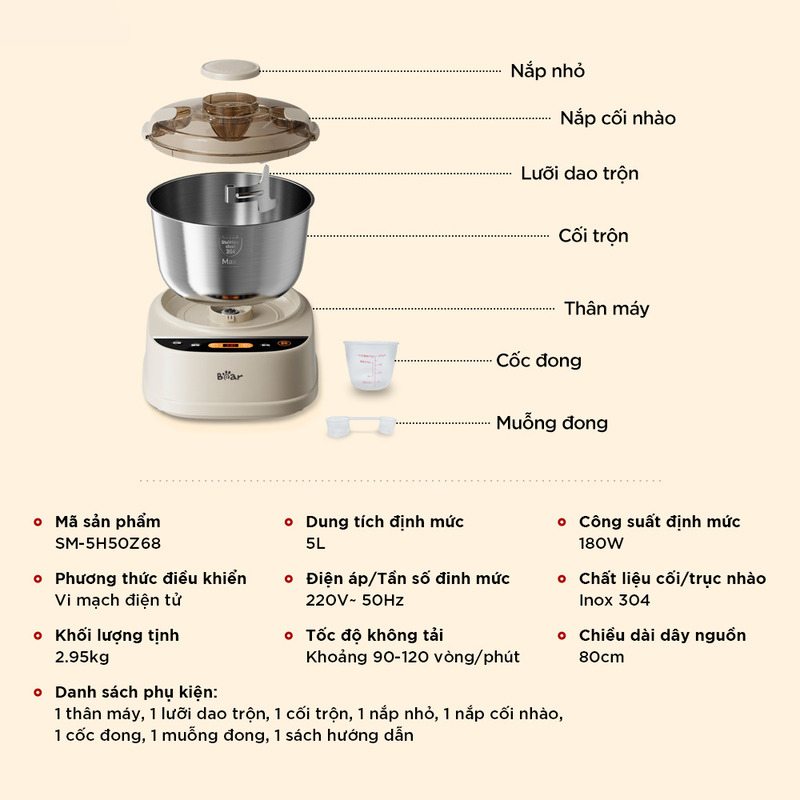 Máy trộn bột Bear 5L SM-5H50Z68