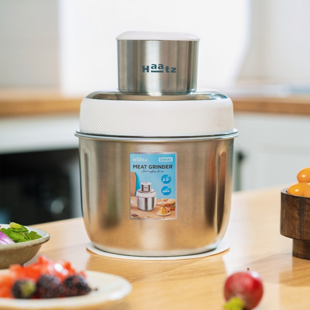 Máy xay đa năng HAATZ CIM382 gồm 2 cối xay inox 304 kèm phụ kiện đánh ruốc