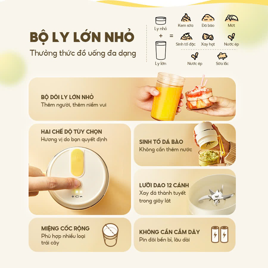 Máy xay sinh tố cầm tay Bear SB-MX04K Bản Quốc Tế