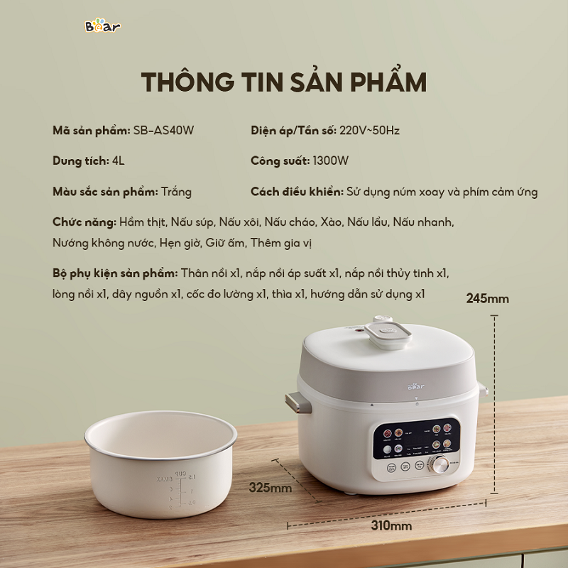 Nồi áp suất Bear 4L SB-AS40W